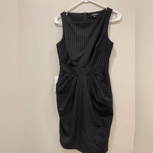 Black pinstripe dress with pockets